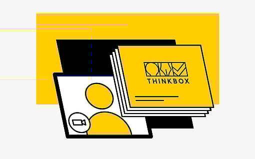 A visual representation with yellow, white, and black elements symbolising webinars.