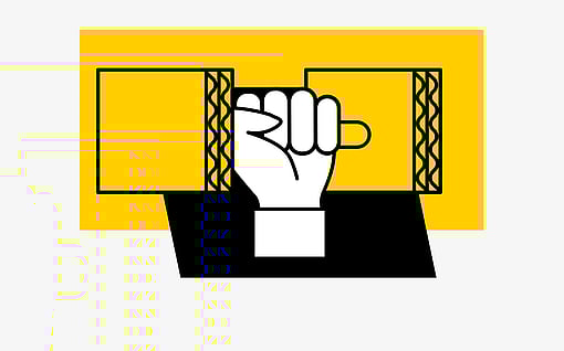 A visual representation featuring yellow, white, and black elements representing training on corrugated packaging problem-solving.